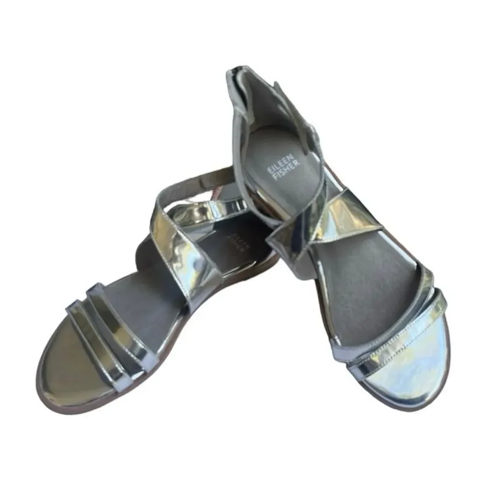 Eileen Fisher Cici silver mirrored strappy sandal